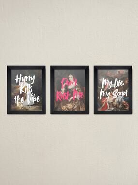 Set of 3 Inspirational Humorous Quotes Framed Wall Art